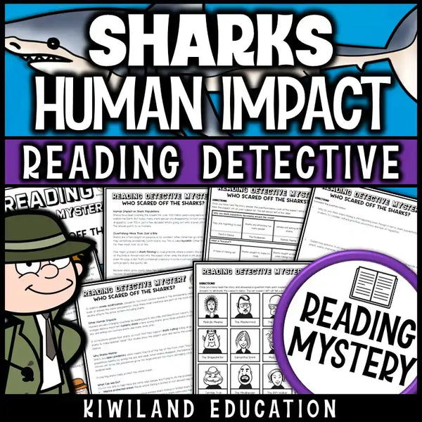 Shark Week printable PDF reading activity for grades 3–6