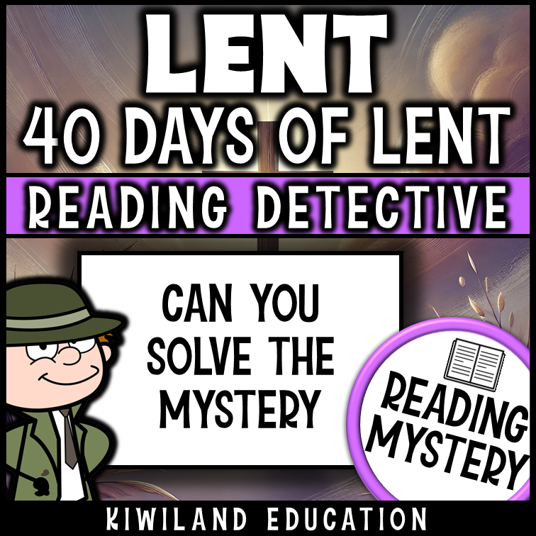 Catholic Lent comprehension resource with engaging mystery and reading tasks