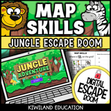 Digital escape room for 1st and 2nd grade students practicing map skills and coordinates