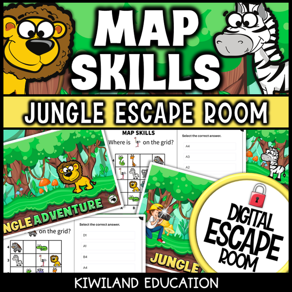 Fun mapping escape room for young learners to apply basic grid skills