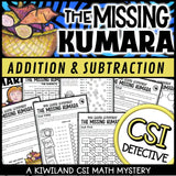 NZ math CSI Mystery worksheet pack for Matariki with addition and subtraction