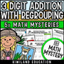 Zoo-themed worksheet practicing 3-digit addition with regrouping