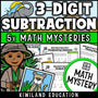 Zoo-themed math mystery worksheet for 3-digit subtraction with regrouping