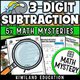 Printable subtraction activity with animal-themed story and math problems