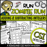 Halloween worksheet for practicing integer addition and subtraction in middle school