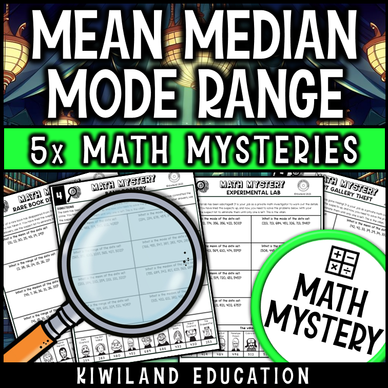 Mean Median Mode & Range Math Mystery | Grades 5–8 – Kiwiland Education