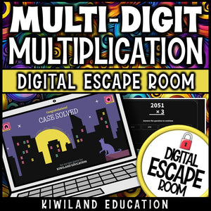 Multi-Digit Multiplication Digital Escape Room | Math Game | Grades 4–5 | Crime in the City