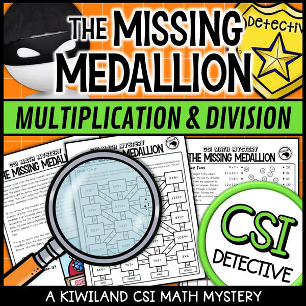 Museum-themed math mystery worksheet activity – The Missing Medallion