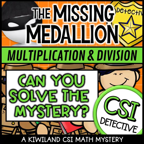 Student detective worksheet for solving multiplication and division problems