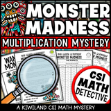 Printable Monster Madness mystery with multiplication puzzles