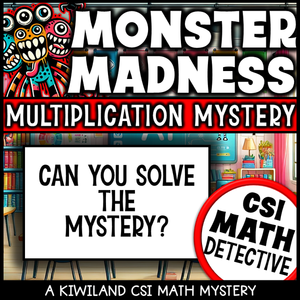 Halloween CSI math puzzle with detective clues and multiplication practice