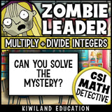 CSI math mystery integer game for upper elementary and middle school – printable PDF