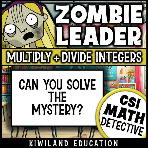 CSI math mystery integer game for upper elementary and middle school – printable PDF