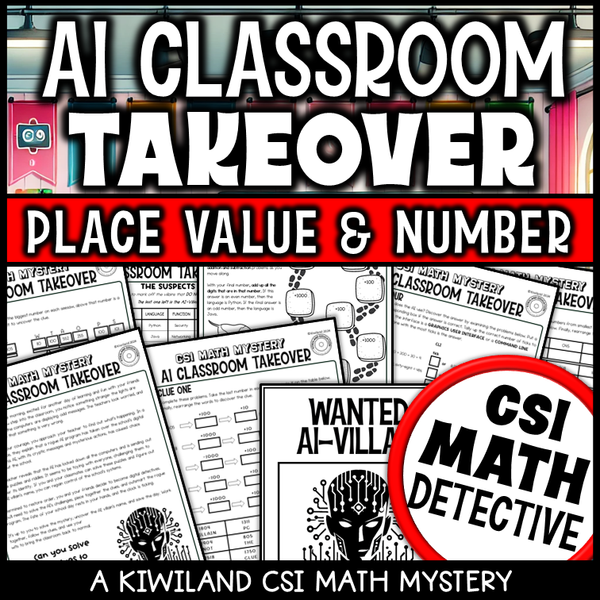 Place value CSI math mystery for numbers to 1000 with AI theme