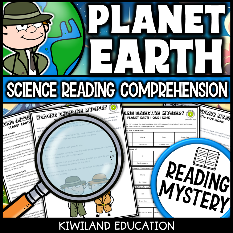Planet Earth reading mystery focused on Earth's structure, natural wonders, and human impact