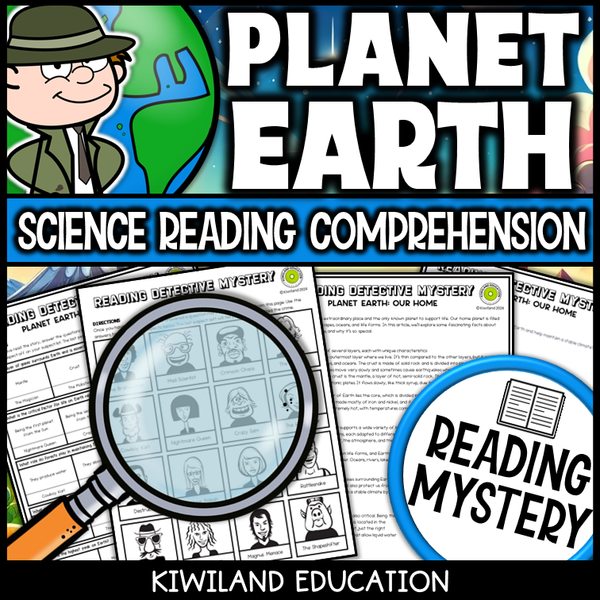 Earth Day science worksheet with reading questions and literacy challenges