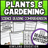 Printable Earth Science reading mystery on plants and gardening with comprehension activities