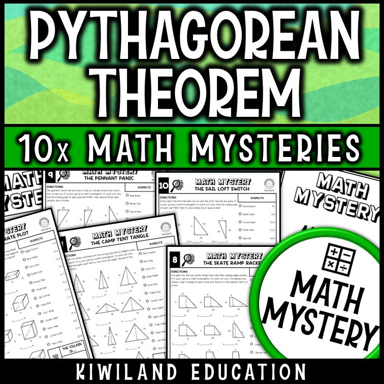 Pythagorean theorem word problems and missing side practice worksheets with answer keys