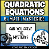 Student worksheet identifying suspects using factoring quadratics