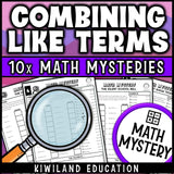 Simplifying algebraic expressions practice with answer keys for middle school