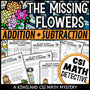 Spring CSI Math Mystery worksheets for 3rd and 4th grade addition and subtraction practice
