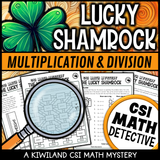 March holiday math worksheets with suspect elimination puzzles