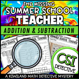 Addition and subtraction summer school math game with printable worksheets