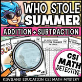 Printable summer math detective activity with 3-digit regrouping problems