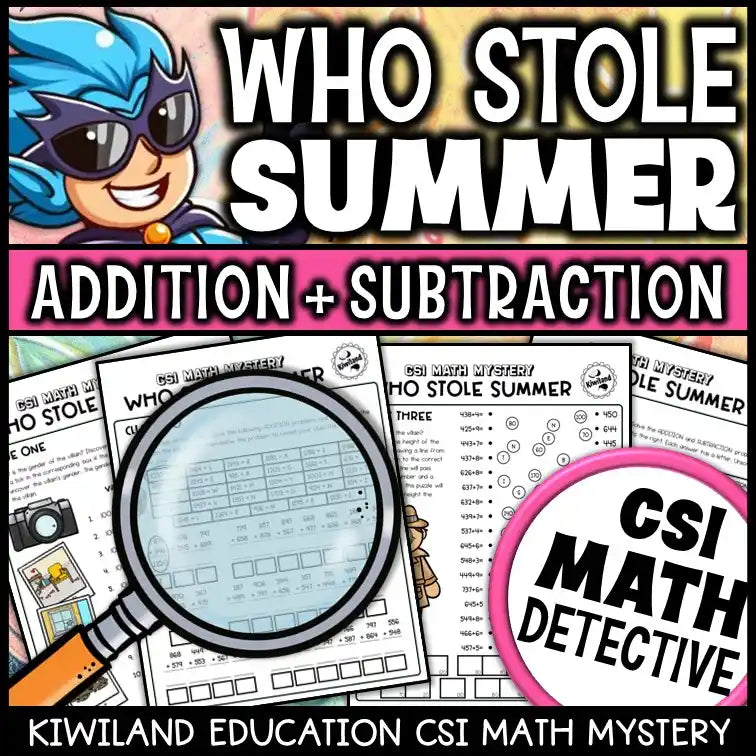 Fun back-to-school math review game featuring word problems and puzzles
