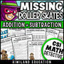 Printable CSI Math Mystery worksheet with 3-digit addition and subtraction clues