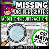 Addition and subtraction math puzzle activity with regrouping