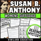 Printable Susan B. Anthony reading mystery activity for Women’s History Month