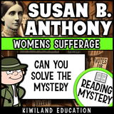 Printable women’s suffrage reading mystery with word search and extension tasks
