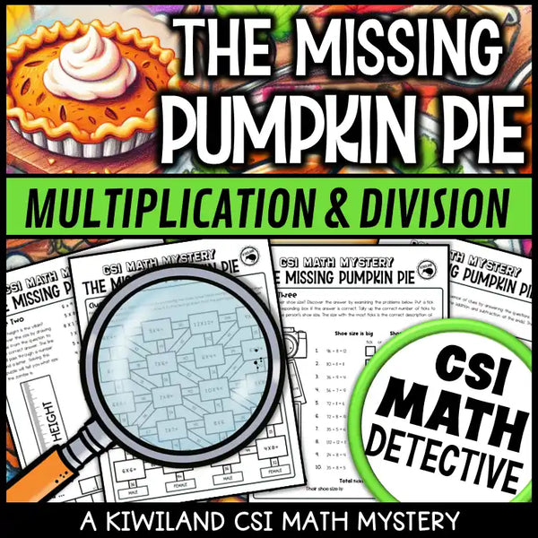 No-prep fall multiplication and division worksheets for 3rd to 6th grade math review