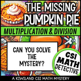 Holiday-themed math mystery game for Thanksgiving classroom centers and homeschool