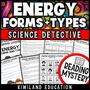 Printable science reading mystery on types and forms of energy with comprehension activities