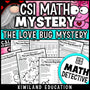 Printable PDF worksheet showing Valentine's Day-themed math puzzle