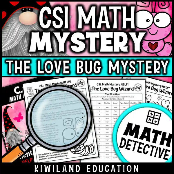 CSI Math Mystery suspect chart for grades 3–5 students
