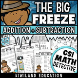 Printable Frozen Classroom CSI Math Mystery worksheets for addition and subtraction