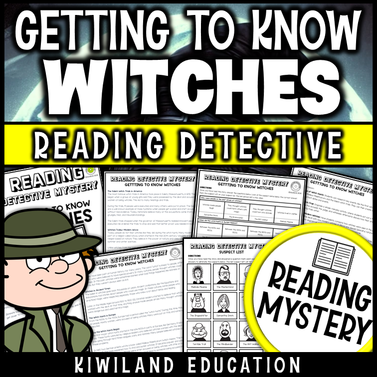 Witches nonfiction reading passage and comprehension questions for Halloween