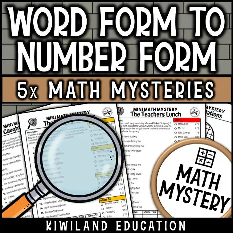Student solving a 3-digit number mystery focused on word to standard form