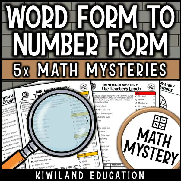 Student solving a 3-digit number mystery focused on word to standard form