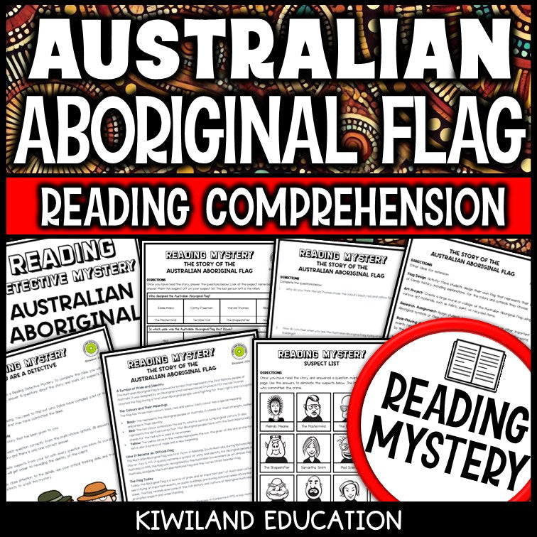Australian Aboriginal flag reading mystery cover for grades 3-6
