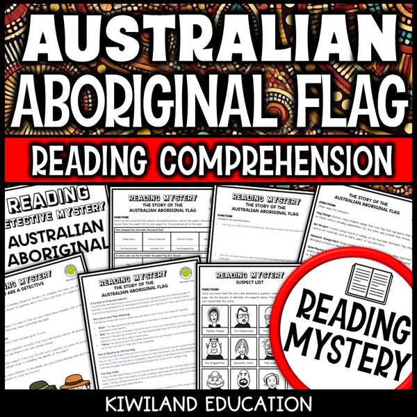 Australian Aboriginal flag reading mystery cover for grades 3-6