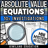 Absolute value equations printable detective worksheets math centers stations
