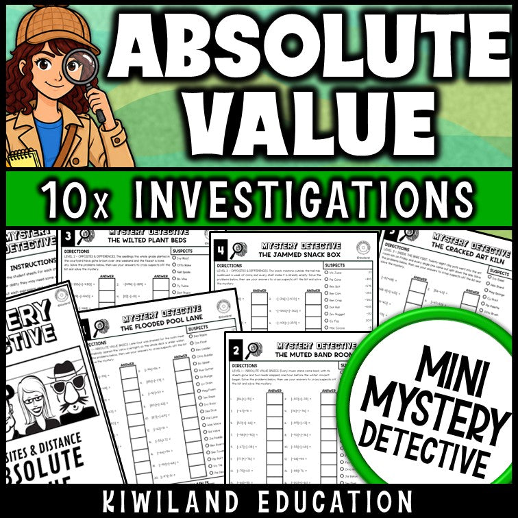 Absolute value worksheets 6th grade mystery detective opposites and integers