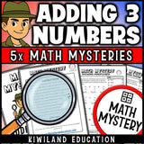 Sample adding 3 numbers worksheet, the Showing Mindfulness detective case