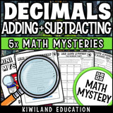 Adding and subtracting decimals math mystery worksheet sample pages