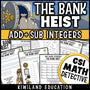 Adding and subtracting integers worksheets with positive and negative numbers, CSI Math Mystery bank heist