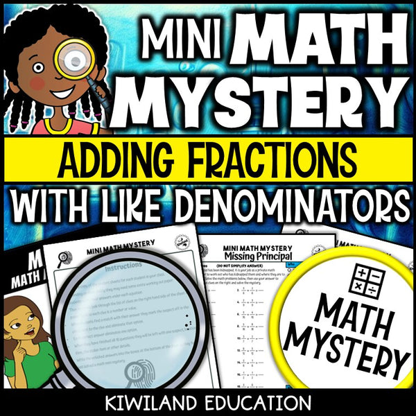 Adding fractions like denominators math mystery worksheet sample page